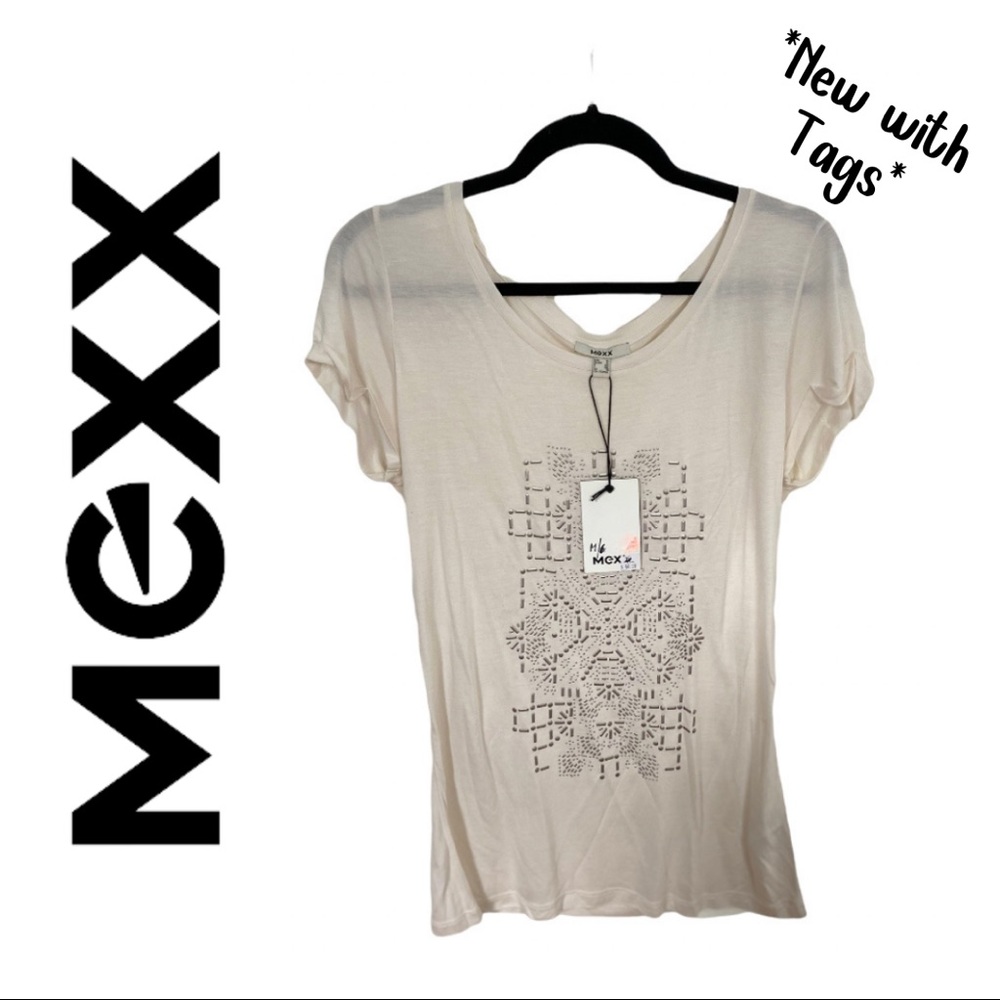 Mexx Off-White and Silver T-Shirt New with Tags